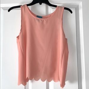 Scalloped Open Back Peach Blouse